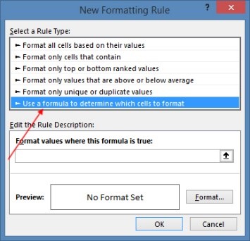 Gantt chart in Excel new rule