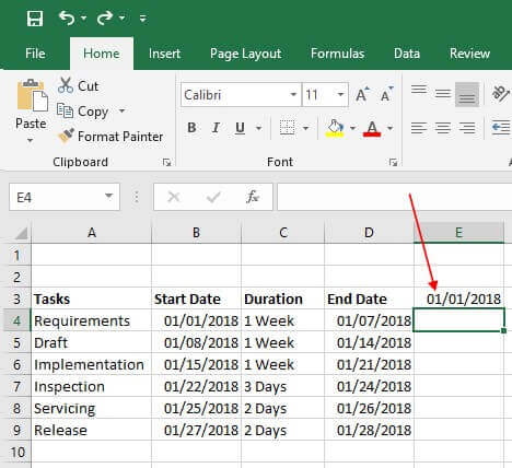 Gantt chart in Excel choose time span