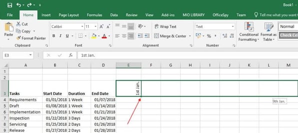 Gantt chart in Excel create design