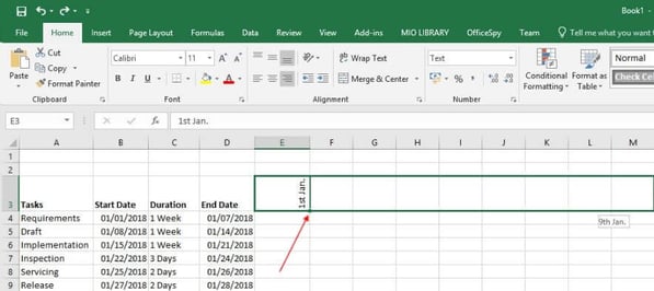 Gantt chart in Excel create design