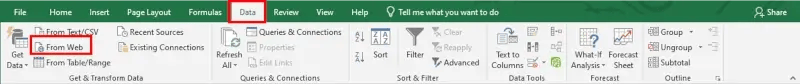insert web data into excel as chart import from internet