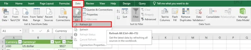 insert web data into excel and update powerpoint excel links