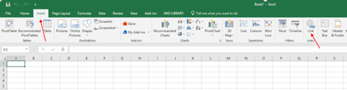 link web source in excel insert tab click link