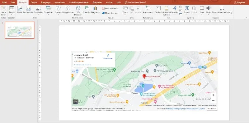 Vorschau klciken führt interaktiver Karte PowerPoint