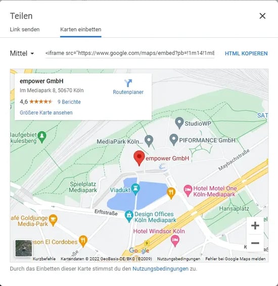 HTML für interaktive Karte in PowerPoint kopieren 