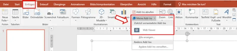 interaktive Karte meine Add-Ins in PowerPoint