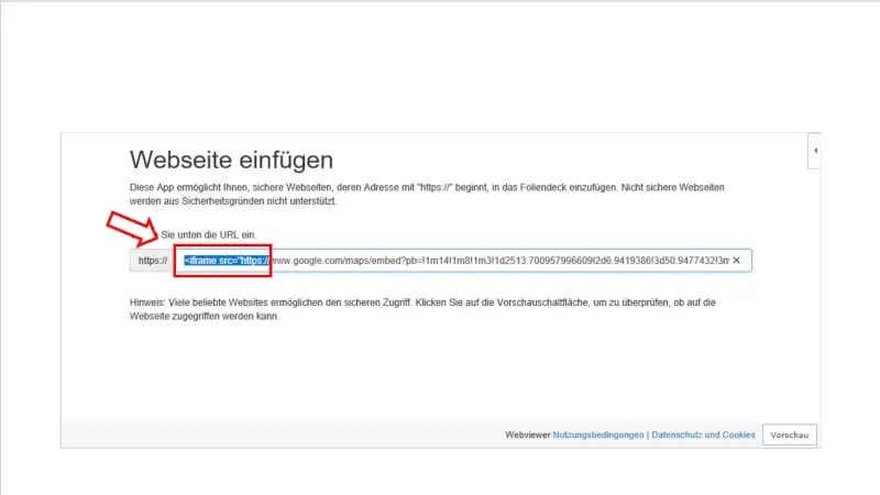 interaktive Karte PowerPoint HTML Link aus Google Maps einfügen