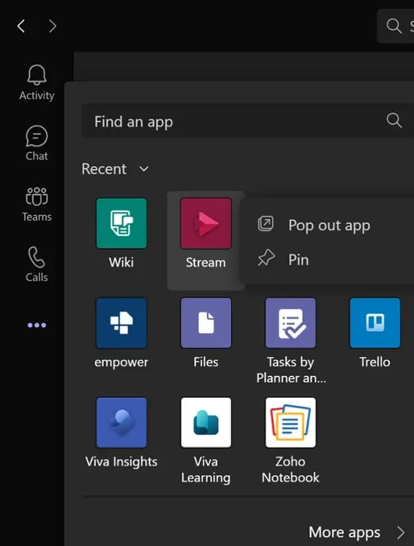 Microsoft Teams Guide pin app to top