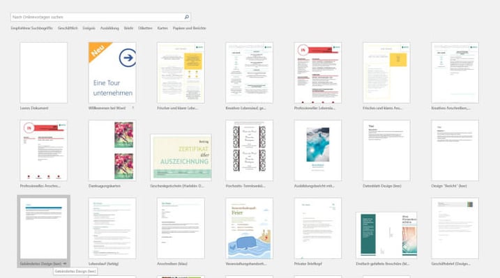 Neue Word Dokumente auf Basis bestehender Dokumente anlegen