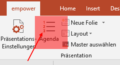 Powerpoint agenda erstellen empower ribbon