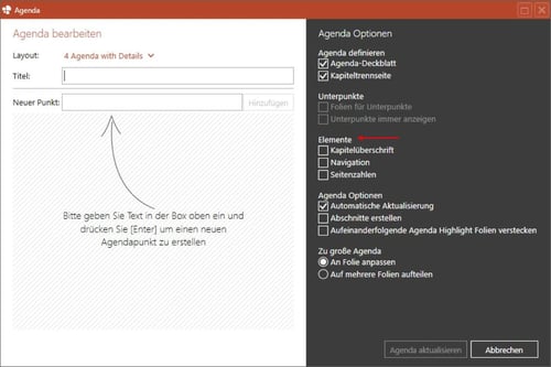 Powerpoint agenda erstellen Unterpunkte anzeigen