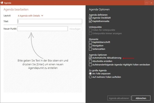 Powerpoint agenda erstellen kapitelüberschriften