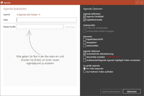 Powerpoint agenda erstellen abschnitte erstellen