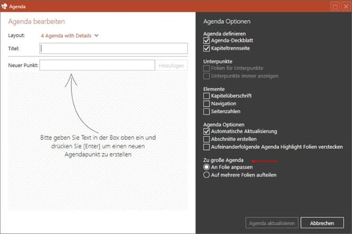 Powerpoint agenda erstellen kapitelüberschriften