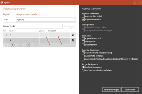 Powerpoint agenda erstellen referierende eingeben