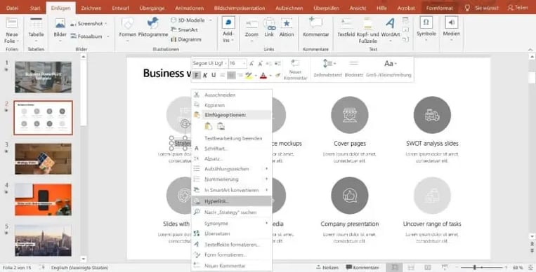 PowerPoint Folien verlinken Link einfügen