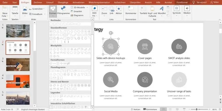 PowerPoint Folien verlinken Form einfügen