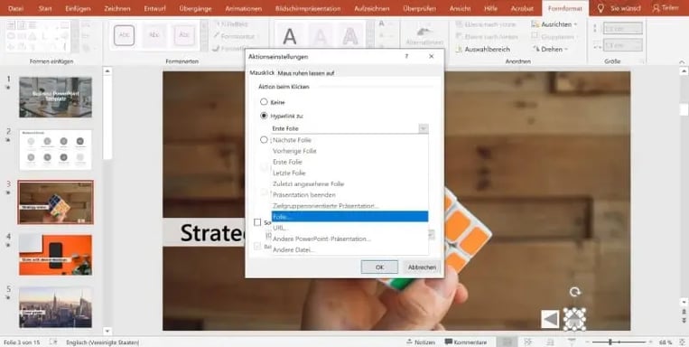 PowerPoint Folien verlinken symbol einfügen