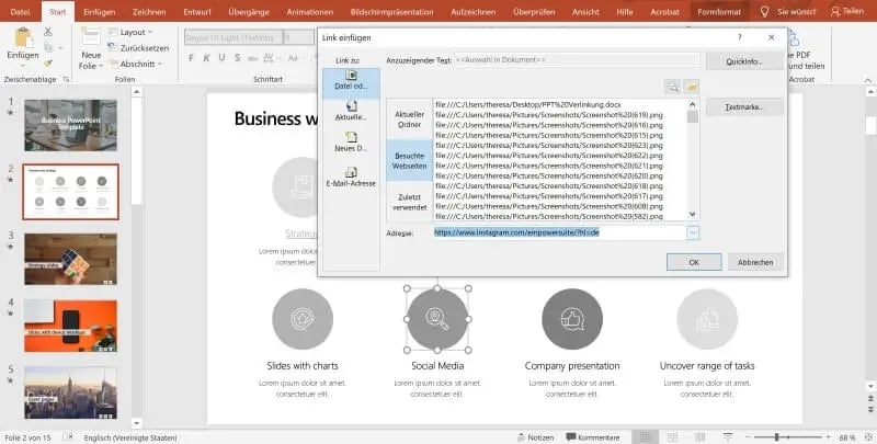 PowerPoint Folien verlinken externe Links einfügen
