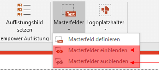 Powerpoint masterfelder einrichten ein und ausblenden