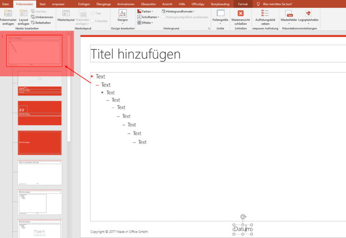 Powerpoint masterfelder einrichten empower slides Textfeld definieren