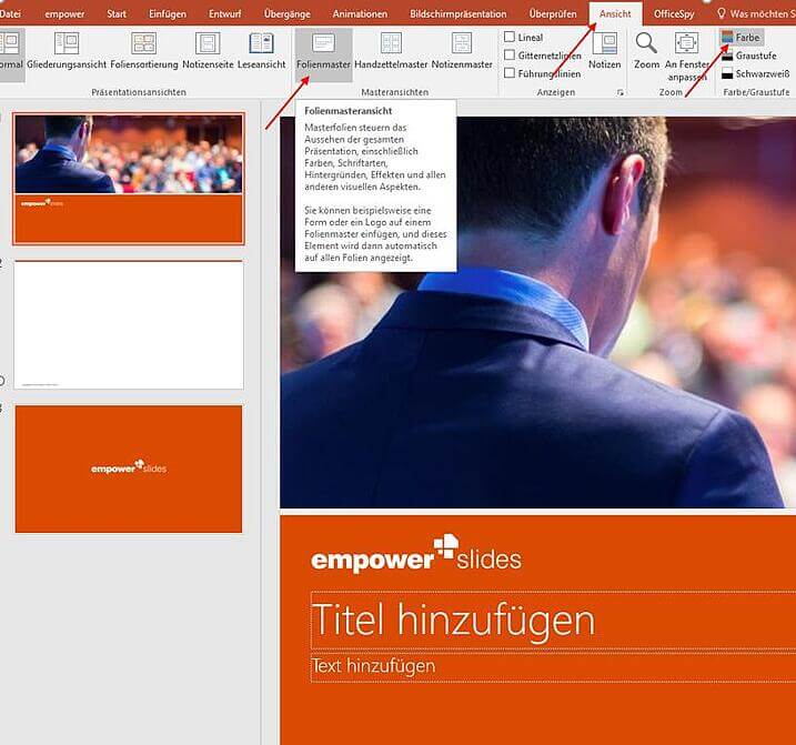 PowerPoint-Design: Maßgeschneiderte Farben in Präsentation