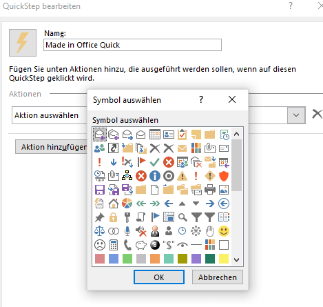 Quicksteps erstellen outlook symbol