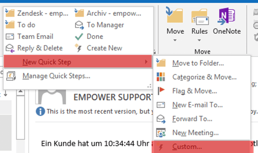add QuickStep in Outlook open custom 