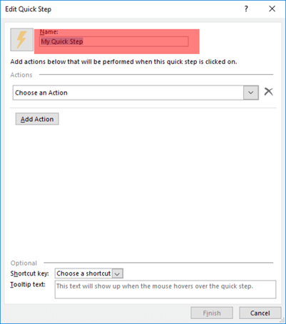 name added QuickStep in Outlook