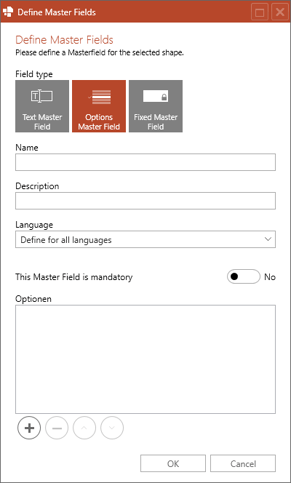 Set up master fields in PowerPoint options