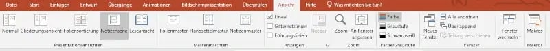 Bessere Präsentation PowerPoint Notizenseite aufrufen