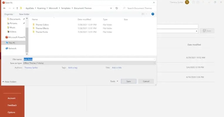uniform corporate design Office themes  template files saving path