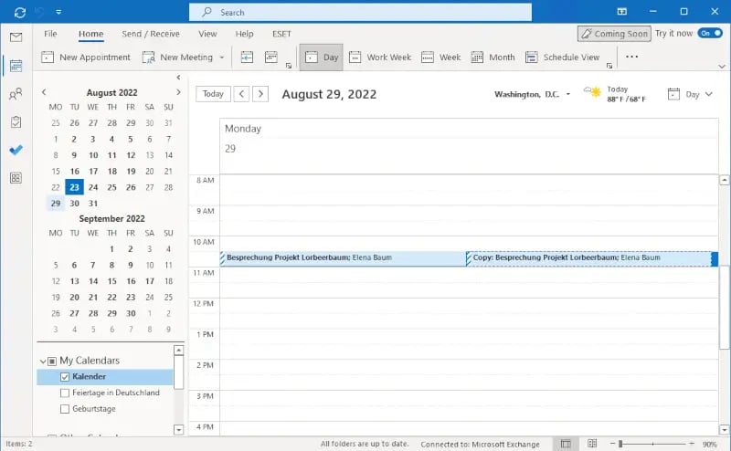 Outlook features declined meetings calendar copy and paste