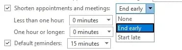 Outlook features time buffer meetings end early