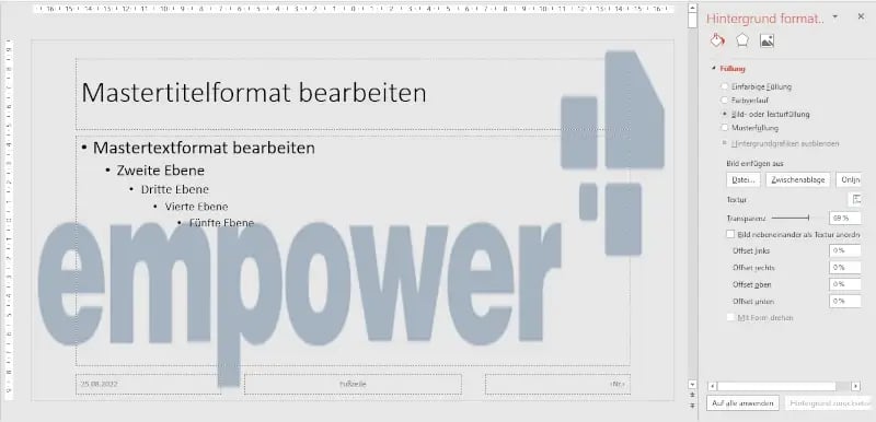 Transparenz regulieren Wasserzeichen in Office PowerPoint