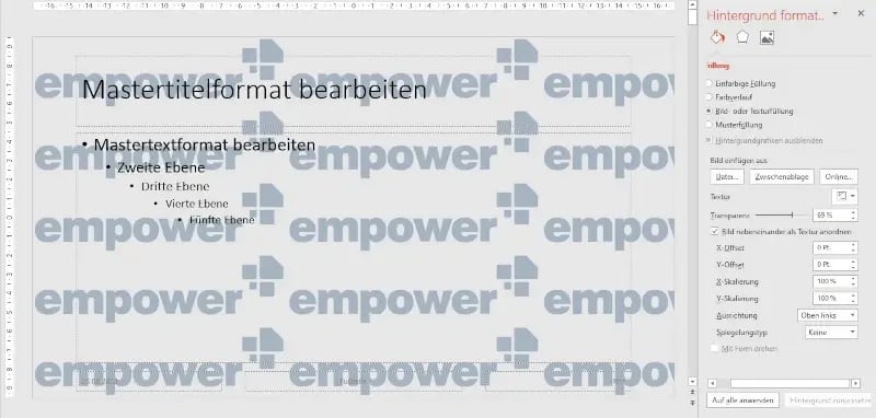 Bild nebeneinander als Textur anordnen Wasserzeichen in Office PowerPoint