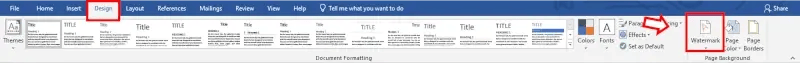 Watermark Microsoft Office Word design tab