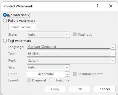 Custom Watermark Microsoft Office Word