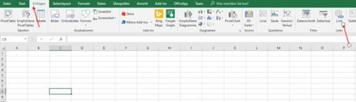 Webquelle in Excel verlinken Einfügen Tab Links klicken