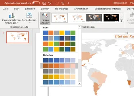 weltkarte in powerpoint erstellen farbschema ändern