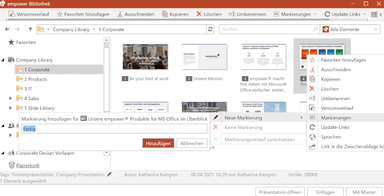 powerpoint zusammen bearbeiten label hinzufügen