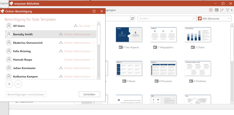 powerpoint zusammen bearbeiten Ordner Berechtigung