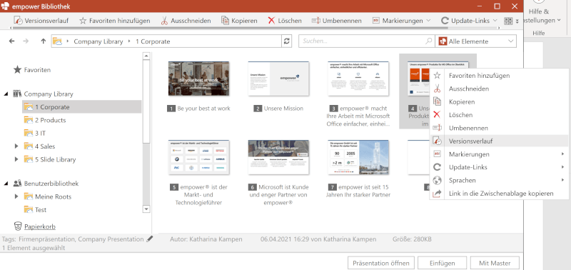 powerpoint zusammen bearbeiten Versionsverlauf
