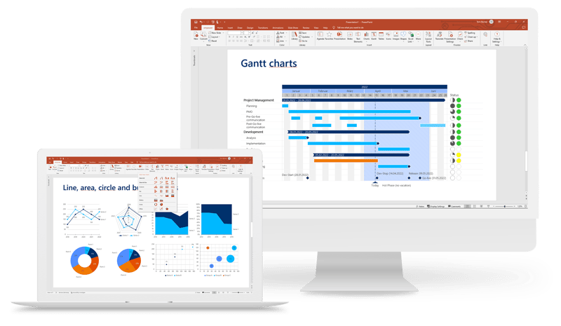 Gantt- und Wasserfalldiagramme mit empower