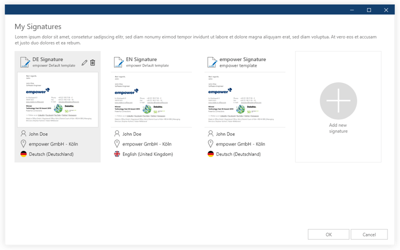 Signaturenverwaltung in Outlook