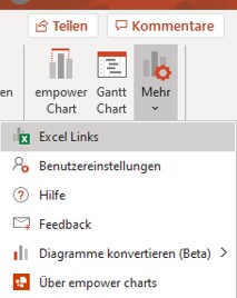 Mehr und dann Excel Links PowerPoint-Excel-Verknüpfungen automatisch aktualisieren