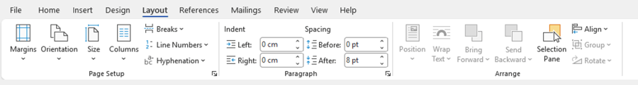 Layout in Word