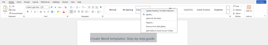 Define Styles in Word