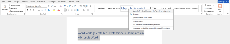 Formatvorlage in Word