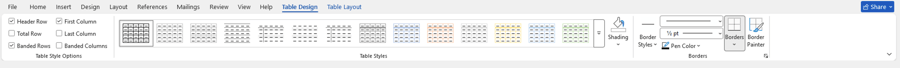 Tables in Word